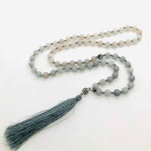 Vintage Natural Ombré Jade Tassel Necklace
